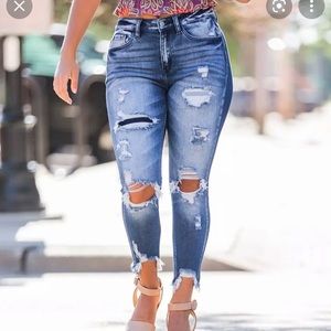 Kancan signature Kurvy mid-rise distressed ankle skinny Jean